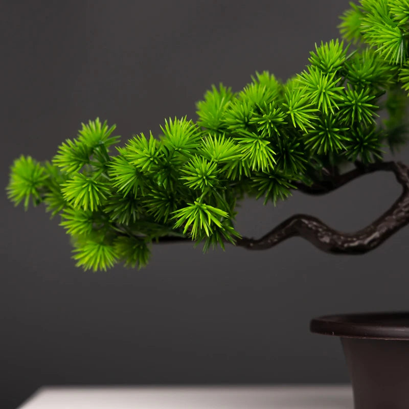 27cm Artificial Pine Plants Bonsai Fake Tree Ornaments Plastic Plants Landscape Simulation Tree for Home Room Desktop Decoration - mysticpandora