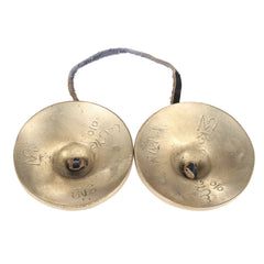 2.6in/6.5cm Handcrafted Tibetan Meditation Tingsha Cymbal Bell with Buddhist The Eight Auspicious Symbols - mysticpandora