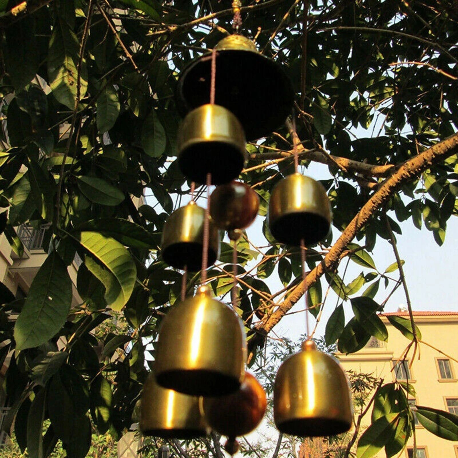 6 Copper Bells Outdoor Metal Wind Chimes Yard Garden Hanging Ornament Decor - mysticpandora