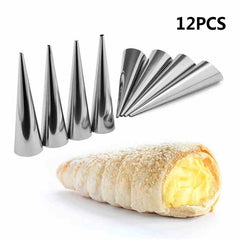 6/12/24pcs Kitchen Stainless Steel Baking Cones Horn Pastry Roll Cake Mold Spiral Baked Croissants Tubes Cookie Dessert Tool ZXH - mysticpandora