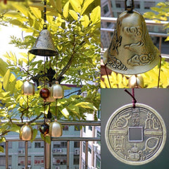 6 Copper Bells Outdoor Metal Wind Chimes Yard Garden Hanging Ornament Decor - mysticpandora