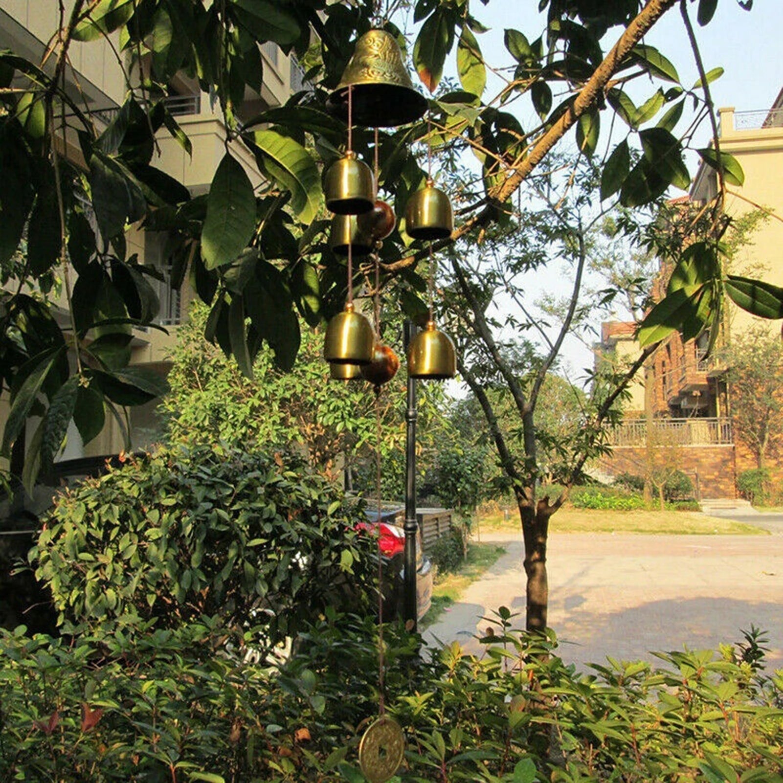 6 Copper Bells Outdoor Metal Wind Chimes Yard Garden Hanging Ornament Decor - mysticpandora