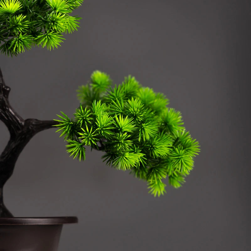 27cm Artificial Pine Plants Bonsai Fake Tree Ornaments Plastic Plants Landscape Simulation Tree for Home Room Desktop Decoration - mysticpandora