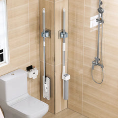 2/4PCS Home Storage Rack Bathroom Suction Hanging Pipe Traceless Hooks Wall Mounted Mop Organizer Holder Waterproof Broom Hanger - mysticpandora