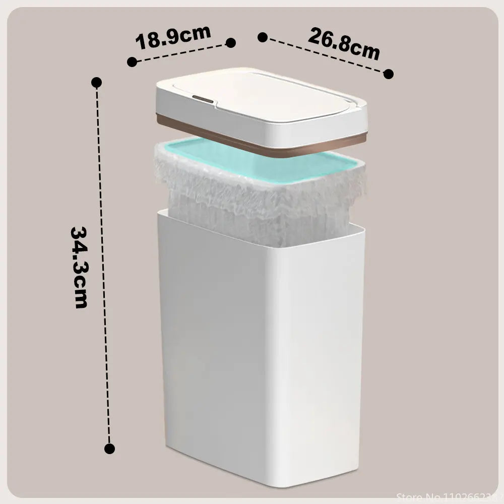 15/18L Smart Sensor Trash Can Garbage Bucket Waterproof Narrow Seam Automatic Trash Bin Wastebasket for Kitchen Toilet Bedroom - mysticpandora