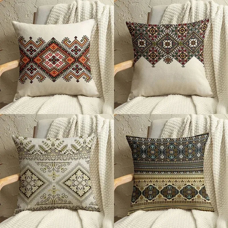 Bohemian Cushion Cover Linen Pillowcase Ethnic retro totem Pillows Sofa Car Chair Home Decoration High Grade Pillows 45cm*45cm - mysticpandora