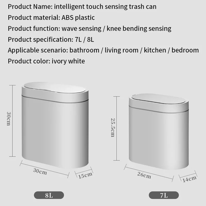 7L Trash Can Smart Sensor Trash Can Automatic Household Electronic Kitchen Trash Bin Toilet Waterproof Narrow Seam Sensor Bin - mysticpandora