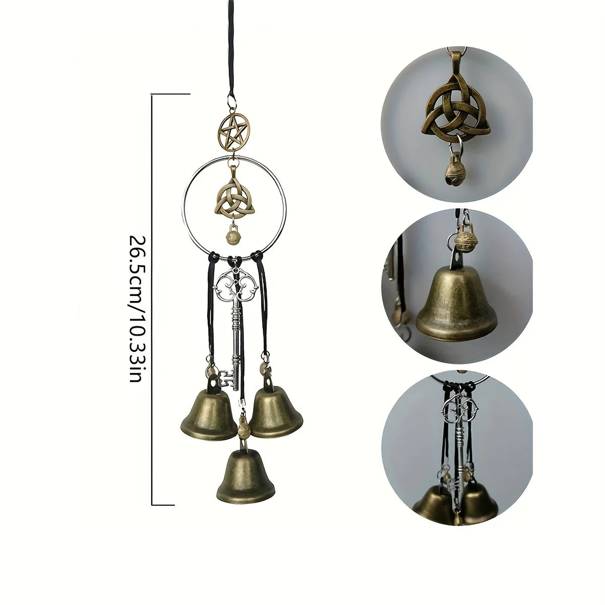 1pc witch bell doorknob hanging decorative wicker wind chime home decoration - mysticpandora