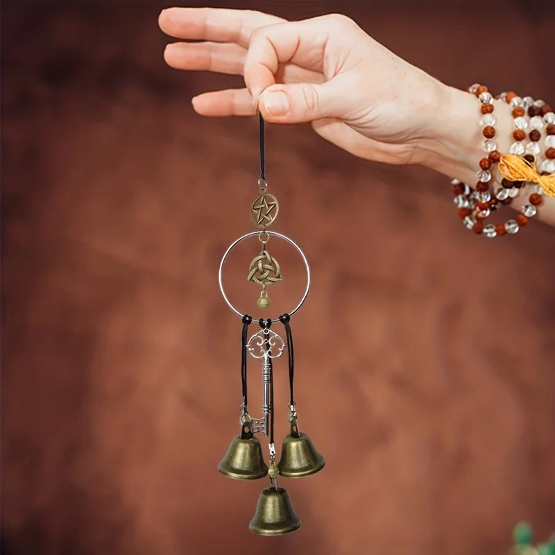 1pc witch bell doorknob hanging decorative wicker wind chime home decoration - mysticpandora