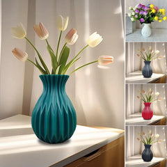 1Pc Decorative Vase Elegant Fine Workmanship Flower Vase for Home Decoration Modern Plastic Flower Pot for Room Ornament Wedding - mysticpandora