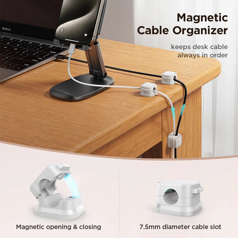3/6 Pcs Magnetic Cable Clip Cord Holder Adhesive Wire Holder Keeper Organizer for Home Office Under Desk Cable Management - mysticpandora