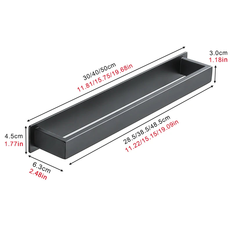 Black Stainless Steel Towel Holder No Drill Wall Towel Shower Shelf Kithchen Towel Hanger Rail Bathroom Towel Rack Self Adhesive - mysticpandora
