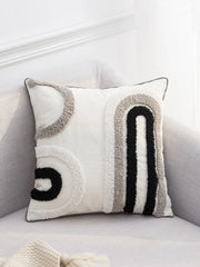 1pc Black gray white U-shaped pattern pillow cover Bohemian style bedroom living room sofa waist pillow pillow cover - mysticpandora