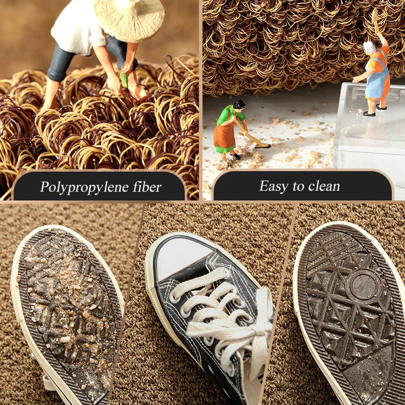 Front Door Mat Indoor And Outdoor Doormat Waterproof Anti-Slip Floor Mat Imitation Coconut Rug Household And Commercial Carpet - mysticpandora