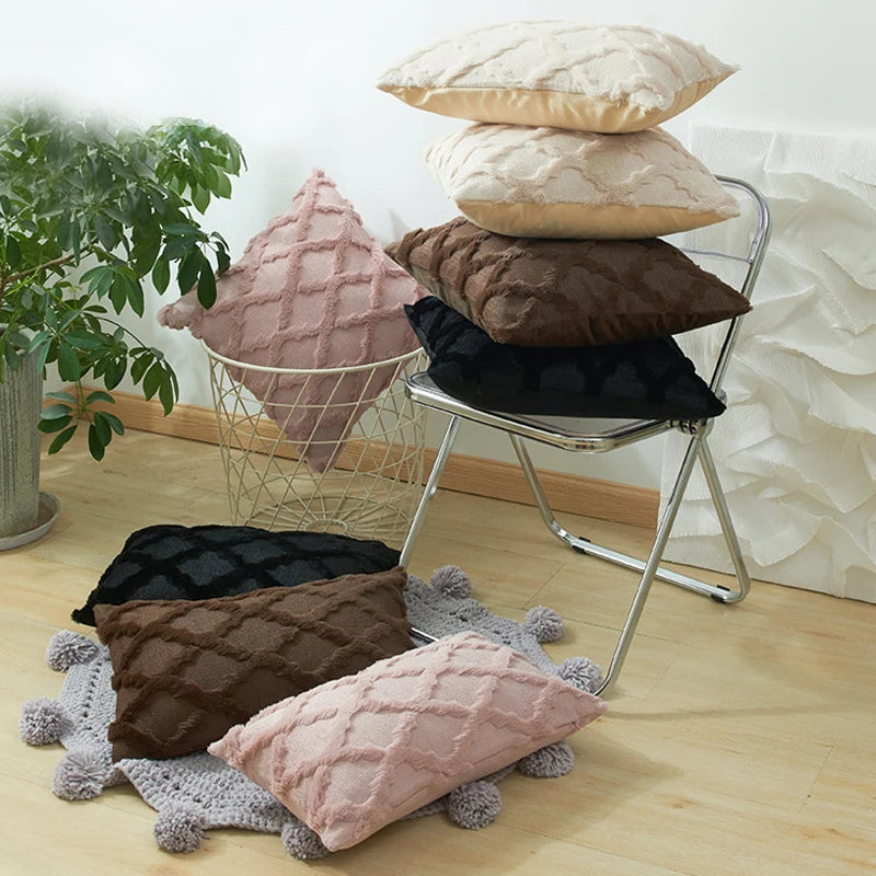 Pur Rattan Pattern Solid Home Decoration Cushion Cover 30x50 50x50 Plush Throw Pillowcase Living Room Sofa Free Shopping XA - mysticpandora