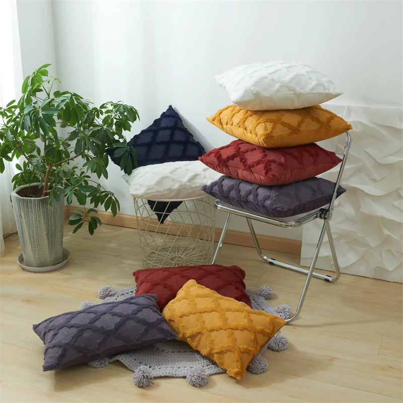 Soft Plush Short Cushion Cover Decorative Pillows Plain Pillowcases 45x45 cm Boho Pillow Cover for Sofa Bedroom Chair Home Decor - mysticpandora