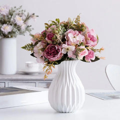 1Pc Decorative Vase Elegant Fine Workmanship Flower Vase for Home Decoration Modern Plastic Flower Pot for Room Ornament Wedding - mysticpandora