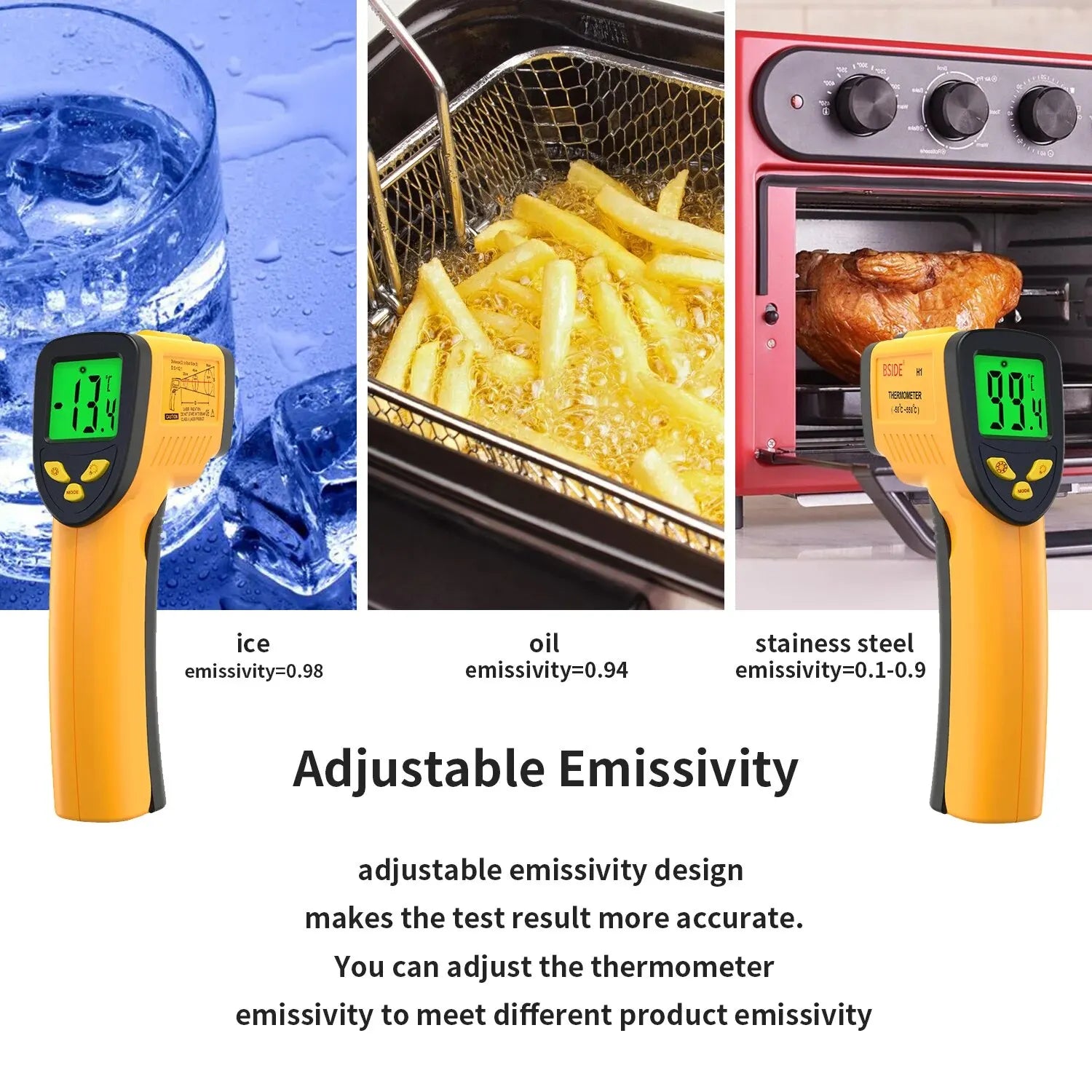 Digital Infrared Thermometer -50-550C Non-Contact Digital Laser Thermometer Gun For Meat Buffalo Milk BBQ Cooking Thermometer - mysticpandora