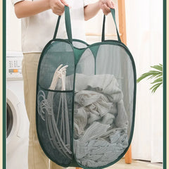 Horizontal Foldable Laundry Basket Mesh Cloth Breathable Laundrys Hamper Large Capacity Storage Baskets Home Accessories - mysticpandora