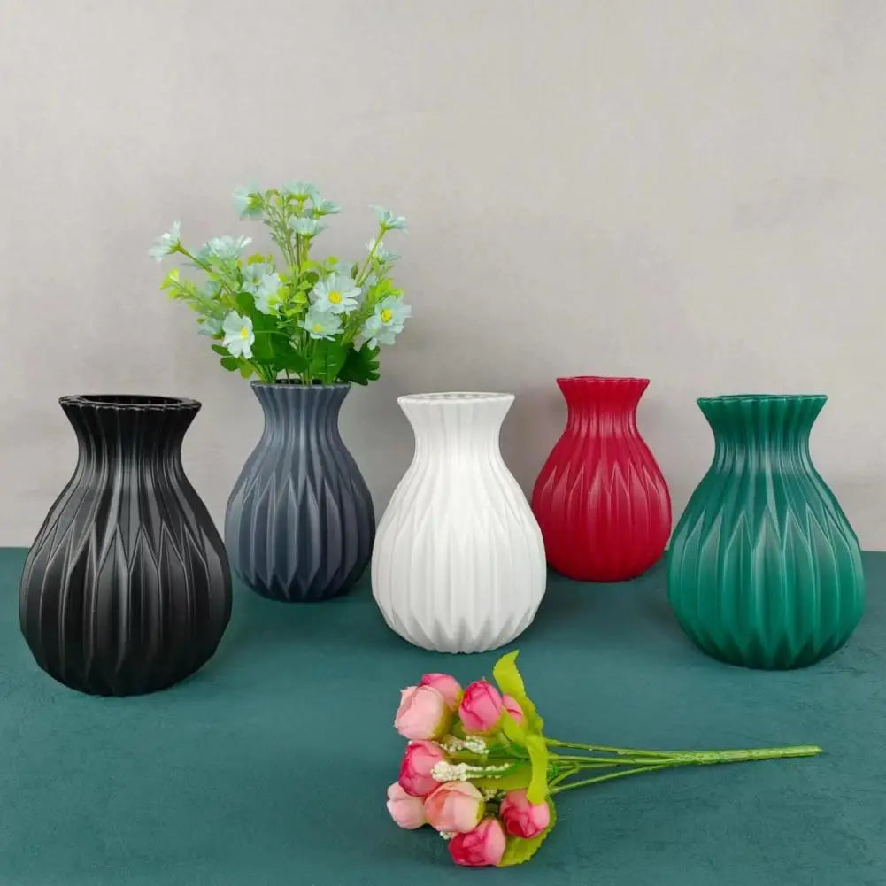 1Pc Decorative Vase Elegant Fine Workmanship Flower Vase for Home Decoration Modern Plastic Flower Pot for Room Ornament Wedding - mysticpandora