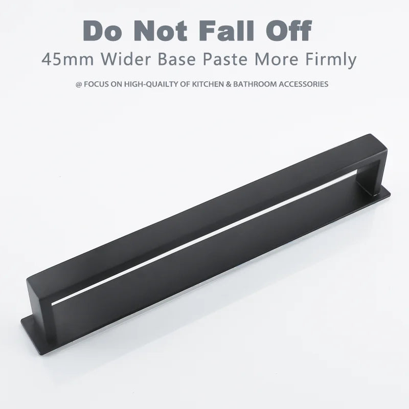 Black Stainless Steel Towel Holder No Drill Wall Towel Shower Shelf Kithchen Towel Hanger Rail Bathroom Towel Rack Self Adhesive - mysticpandora