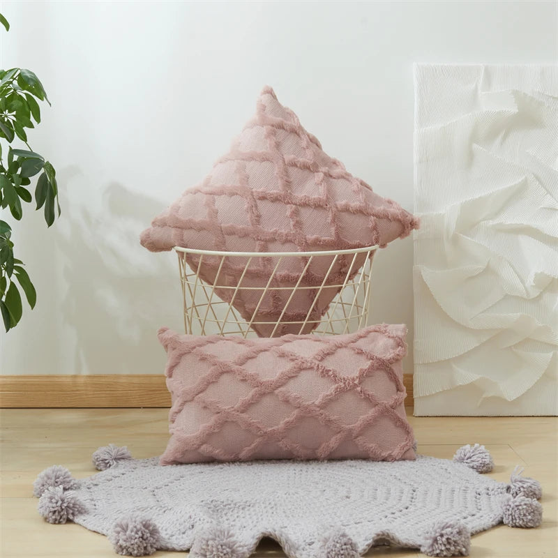 Soft Plush Short Cushion Cover Decorative Pillows Plain Pillowcases 45x45 cm Boho Pillow Cover for Sofa Bedroom Chair Home Decor - mysticpandora