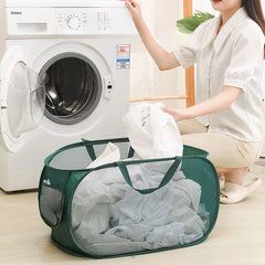 Horizontal Foldable Laundry Basket Mesh Cloth Breathable Laundrys Hamper Large Capacity Storage Baskets Home Accessories - mysticpandora