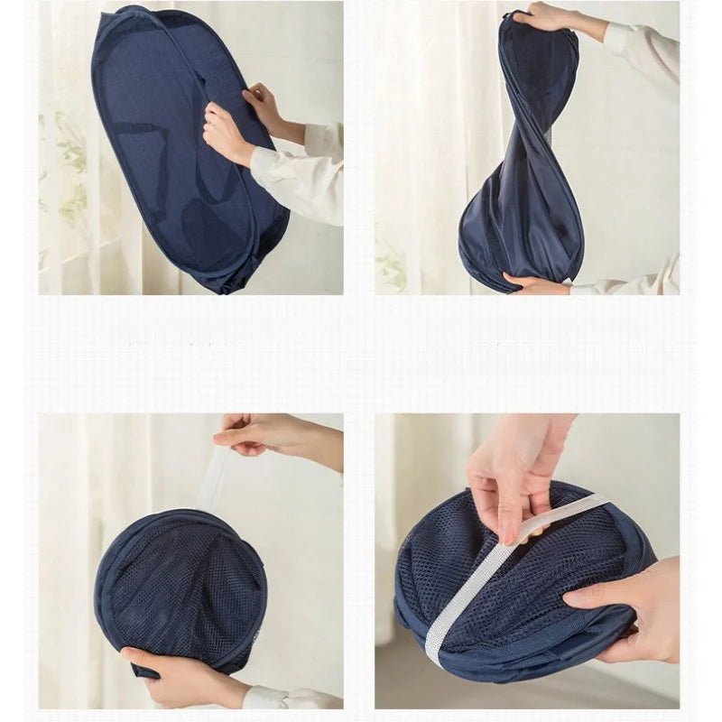 Horizontal Foldable Laundry Basket Mesh Cloth Breathable Laundrys Hamper Large Capacity Storage Baskets Home Accessories - mysticpandora