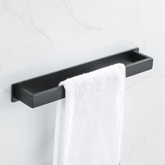 Black Stainless Steel Towel Holder No Drill Wall Towel Shower Shelf Kithchen Towel Hanger Rail Bathroom Towel Rack Self Adhesive - mysticpandora