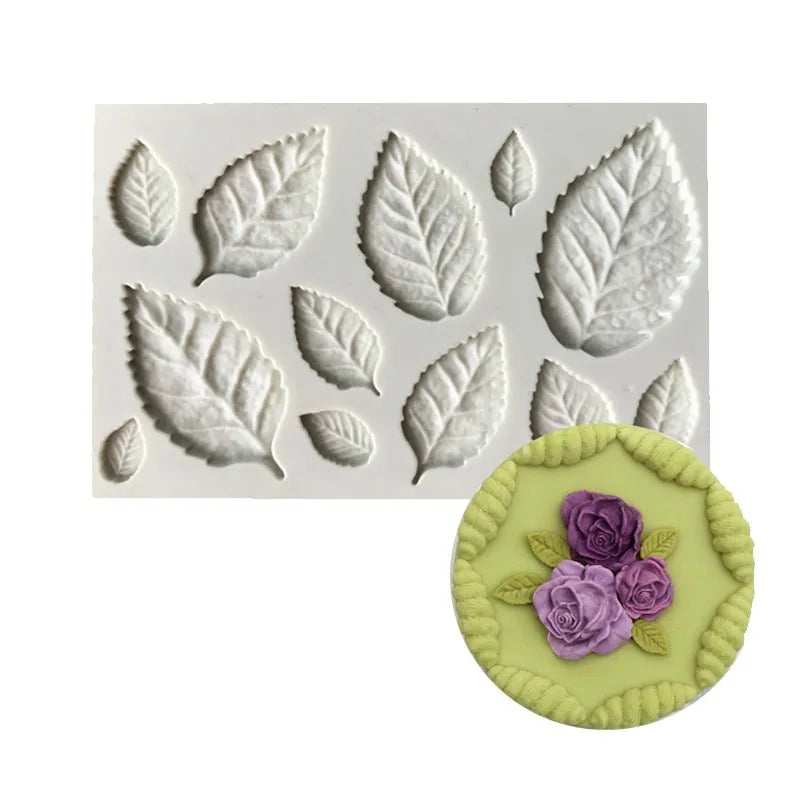 1Pc, Rose Leaf Shape Chocolate Mold, 3D Silicone Mold, Leaf Shape Candy Mold, Fondant Mold, Gum Paste Mold, for DIY Cake Decorat - mysticpandora