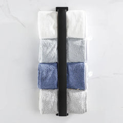 Black Stainless Steel Towel Holder No Drill Wall Towel Shower Shelf Kithchen Towel Hanger Rail Bathroom Towel Rack Self Adhesive - mysticpandora