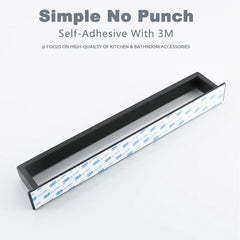 Black Stainless Steel Towel Holder No Drill Wall Towel Shower Shelf Kithchen Towel Hanger Rail Bathroom Towel Rack Self Adhesive - mysticpandora