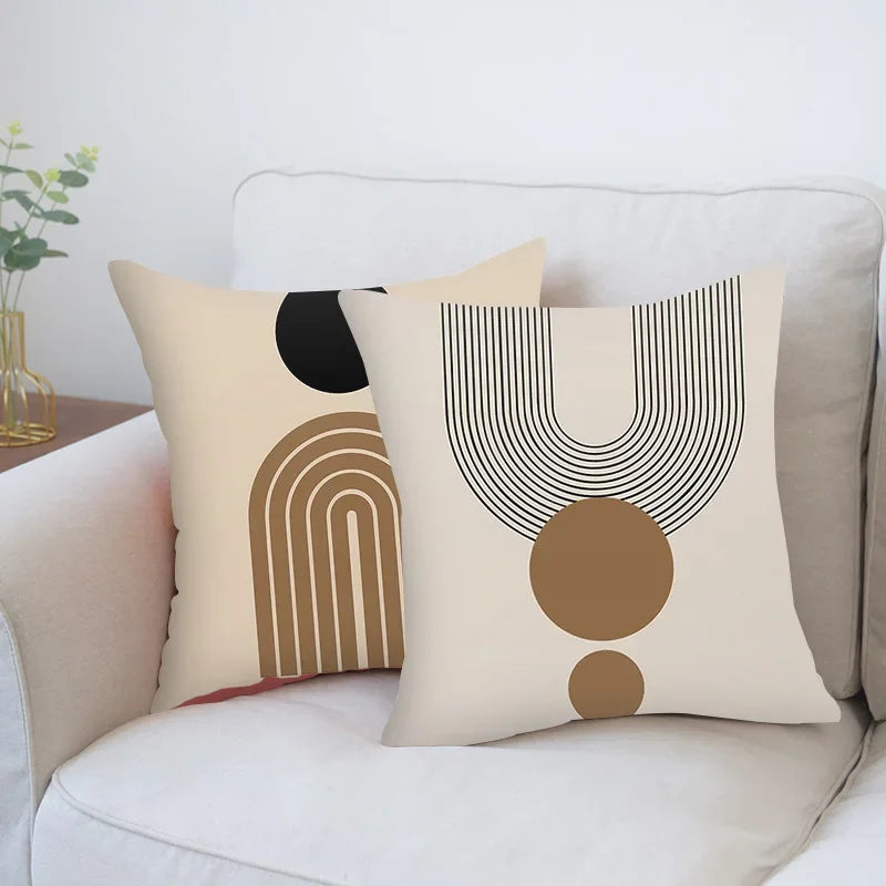 Creative Abstract Line Pattern Cushion Cover Home Decor Pillowcase Sofa Decoration Bird Peach Skin - mysticpandora