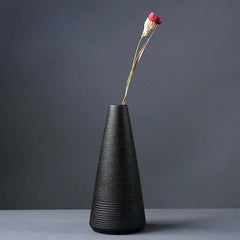 Black Ceramic Small Vase Home Decoration Crafts Tabletop Ornament Simplicity Japanese-style Decoration - mysticpandora