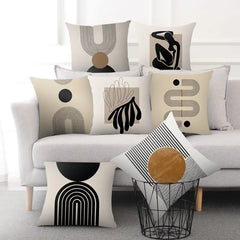 Creative Abstract Line Pattern Cushion Cover Home Decor Pillowcase Sofa Decoration Bird Peach Skin - mysticpandora