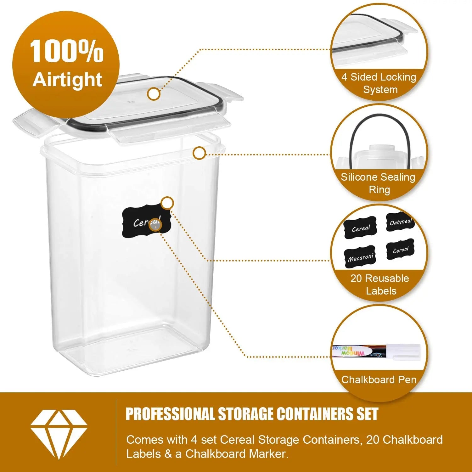 Kitchen 7pcs Food Containers Set BPA Free Plastic Airtight Storage Box With 10stickers and Pen - mysticpandora