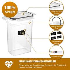 Kitchen 7pcs Food Containers Set BPA Free Plastic Airtight Storage Box With 10stickers and Pen - mysticpandora
