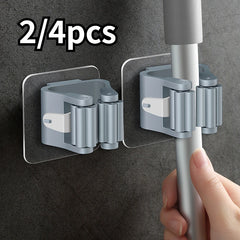 2/4PCS Home Storage Rack Bathroom Suction Hanging Pipe Traceless Hooks Wall Mounted Mop Organizer Holder Waterproof Broom Hanger - mysticpandora