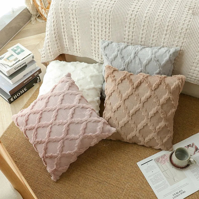 Pur Rattan Pattern Solid Home Decoration Cushion Cover 30x50 50x50 Plush Throw Pillowcase Living Room Sofa Free Shopping XA - mysticpandora