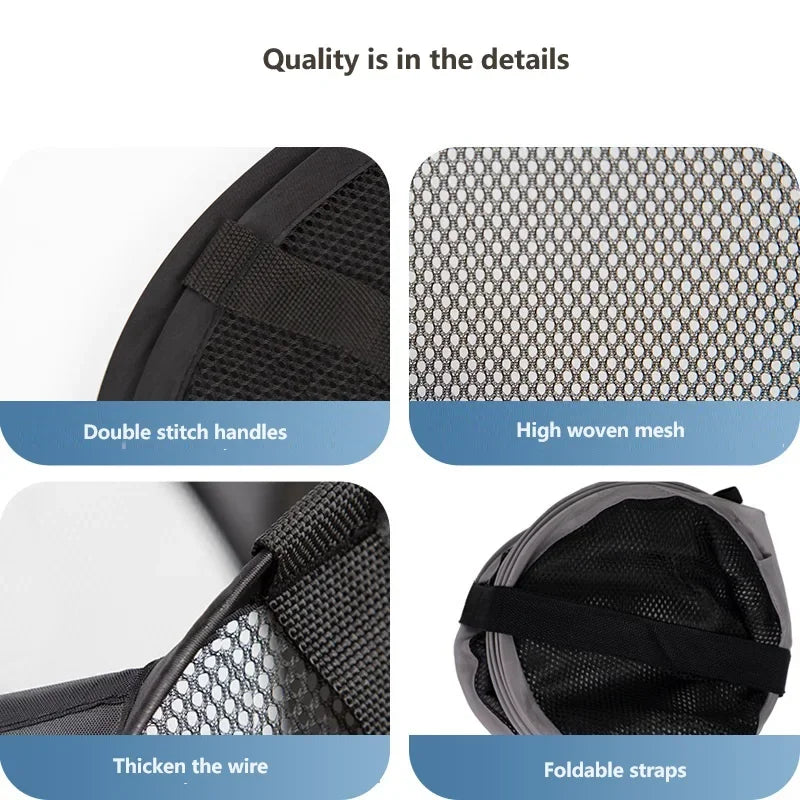 Durable Folding Simple Laundry Basket Large Washable Clothes Toy Storage Organizer Fashion Mesh Breathable Bathroom Accessories - mysticpandora