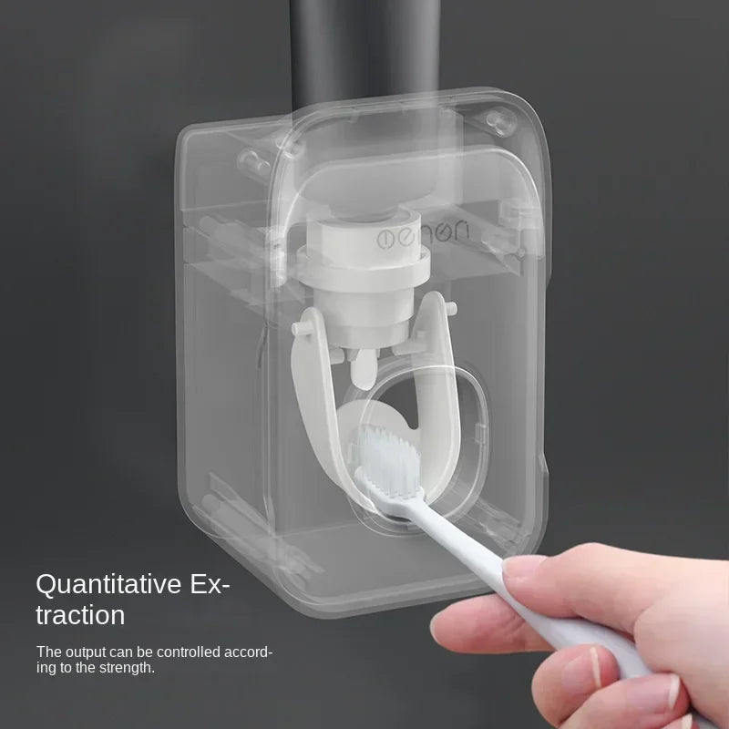 High Quality Automatic Toothpaste Dispenser Squeezer With Toothbrush Holder Wall Mounted Bathroom Accessories Sets - mysticpandora
