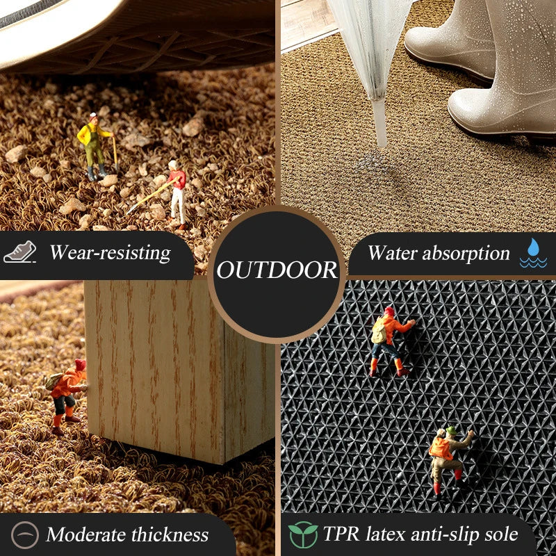 Front Door Mat Indoor And Outdoor Doormat Waterproof Anti-Slip Floor Mat Imitation Coconut Rug Household And Commercial Carpet - mysticpandora