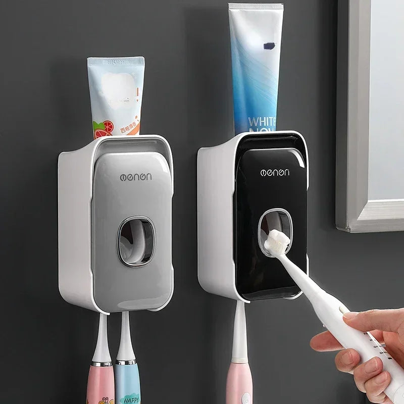 High Quality Automatic Toothpaste Dispenser Squeezer With Toothbrush Holder Wall Mounted Bathroom Accessories Sets - mysticpandora