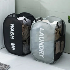 Durable Folding Simple Laundry Basket Large Washable Clothes Toy Storage Organizer Fashion Mesh Breathable Bathroom Accessories - mysticpandora