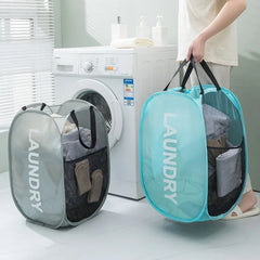 Durable Folding Simple Laundry Basket Large Washable Clothes Toy Storage Organizer Fashion Mesh Breathable Bathroom Accessories - mysticpandora