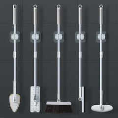2/4PCS Home Storage Rack Bathroom Suction Hanging Pipe Traceless Hooks Wall Mounted Mop Organizer Holder Waterproof Broom Hanger - mysticpandora