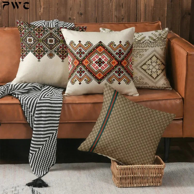Bohemian Cushion Cover Linen Pillowcase Ethnic retro totem Pillows Sofa Car Chair Home Decoration High Grade Pillows 45cm*45cm - mysticpandora
