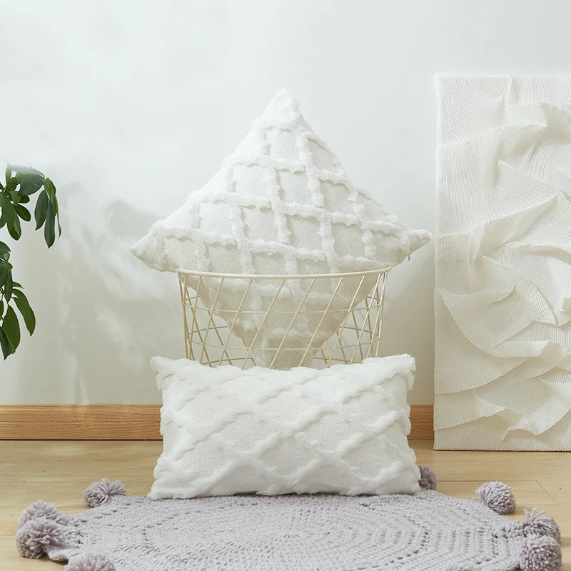 Pur Rattan Pattern Solid Home Decoration Cushion Cover 30x50 50x50 Plush Throw Pillowcase Living Room Sofa Free Shopping XA - mysticpandora