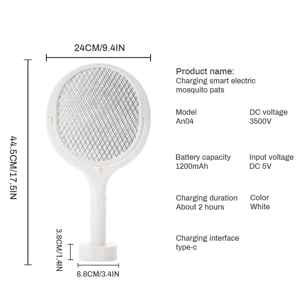 3500V 5in1 Mosquito Killer Lamp Multicunctional Angle Adjustable Bug Zapper Electric USB Rechargeable Mosquito Fly Bat Swatter - mysticpandora