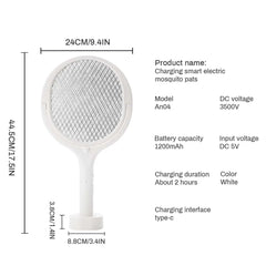 3500V 5in1 Mosquito Killer Lamp Multicunctional Angle Adjustable Bug Zapper Electric USB Rechargeable Mosquito Fly Bat Swatter - mysticpandora